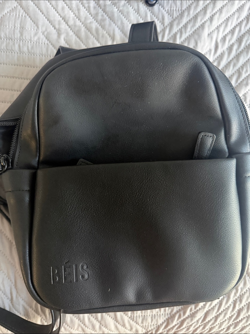 BEIS Black Leather Mini Backpack
